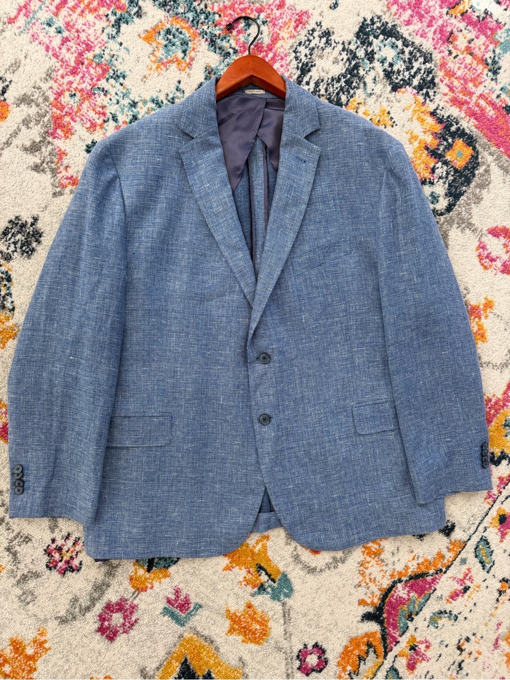 Joseph Abboud Guabello Heritage Linen Wool Blue Unstructured Blazer Sport Coat